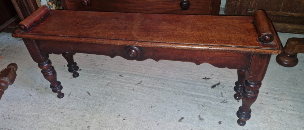 Mid Victorian mahogany hall bench. 