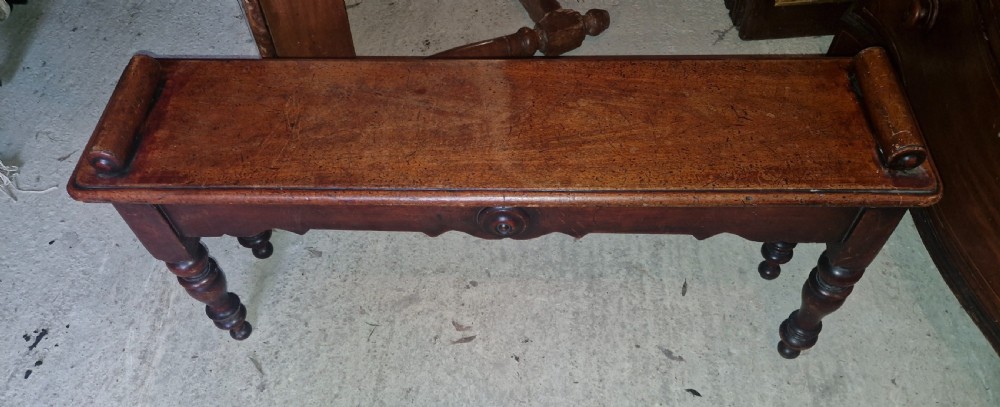 Mid Victorian mahogany hall bench.  View V
