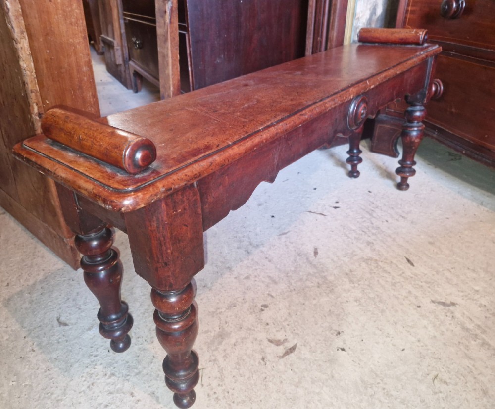 Mid Victorian mahogany hall bench.  View VI