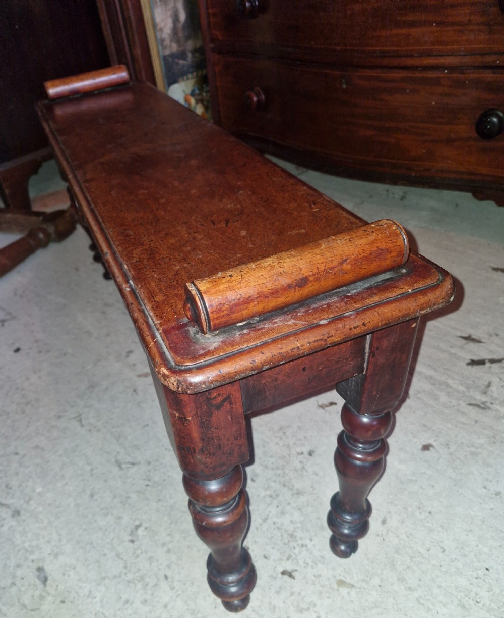 Mid Victorian mahogany hall bench.  View VII