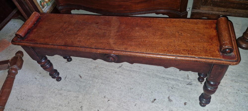 Mid Victorian mahogany hall bench.  View VIII
