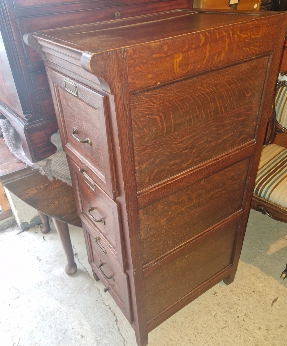 Early 20th century oak 3 drawer filing office cabinet.  View II