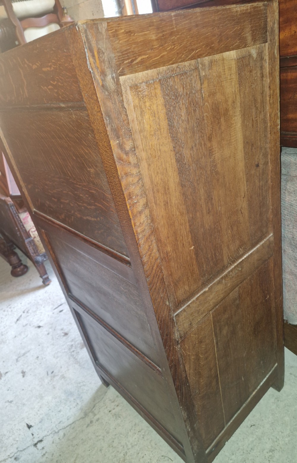 Early 20th century oak 3 drawer filing office cabinet.  View VII