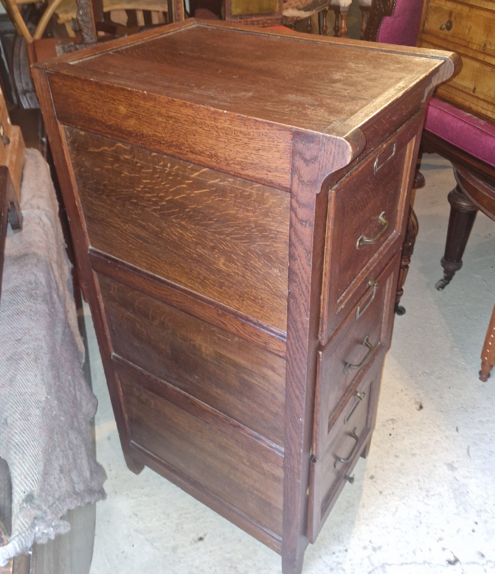 Early 20th century oak 3 drawer filing office cabinet.  View VIII