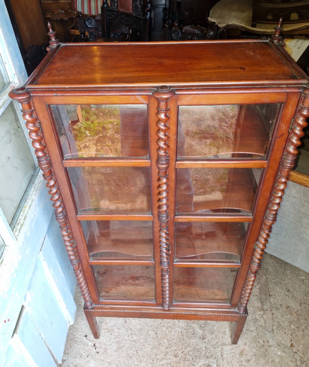 19th century mahogany mirror backed bijouterie display cabinet.  View V
