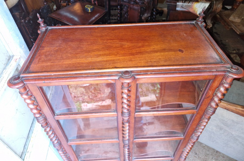 19th century mahogany mirror backed bijouterie display cabinet.  View VI