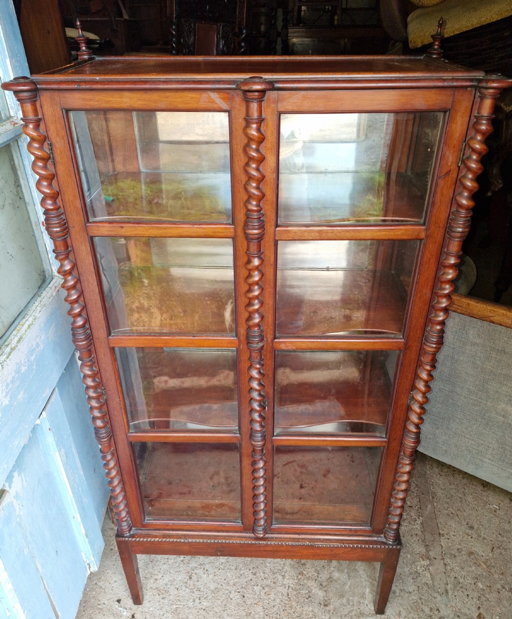 19th century mahogany mirror backed bijouterie display cabinet.  View VII