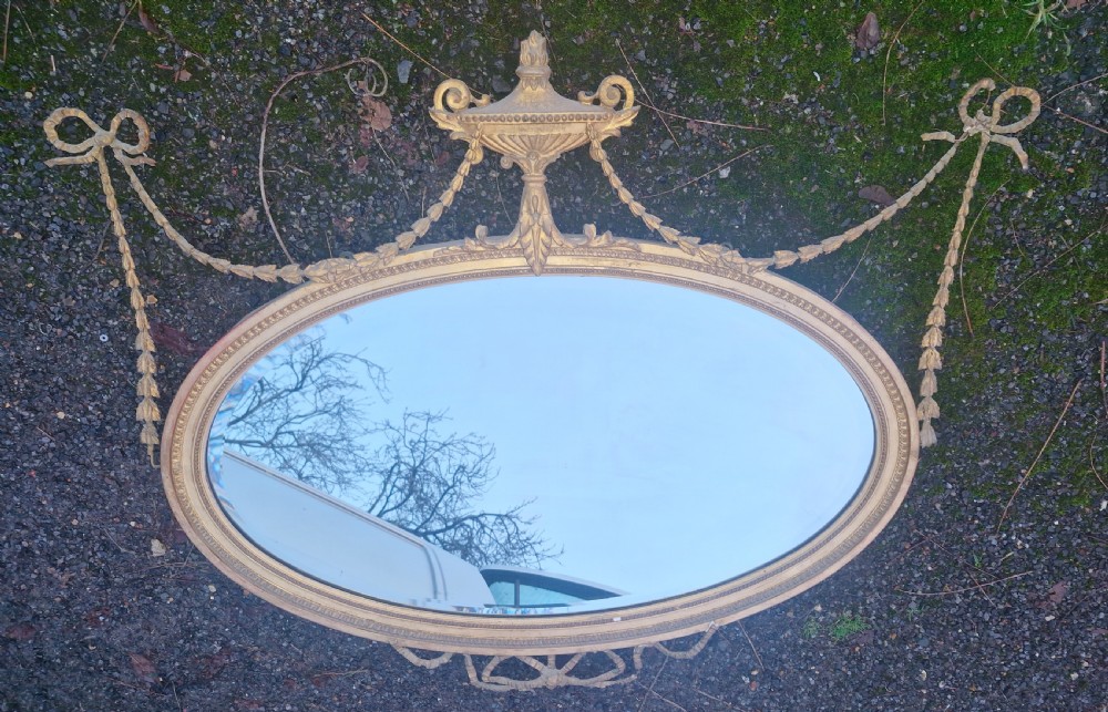 Edwardian gilt oval wall mirror.  View VI