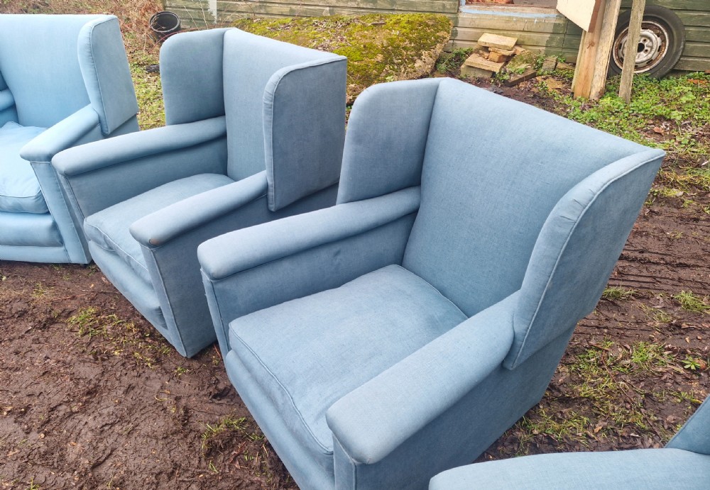 Set of 4 well made country house upholstered armchairs. View III