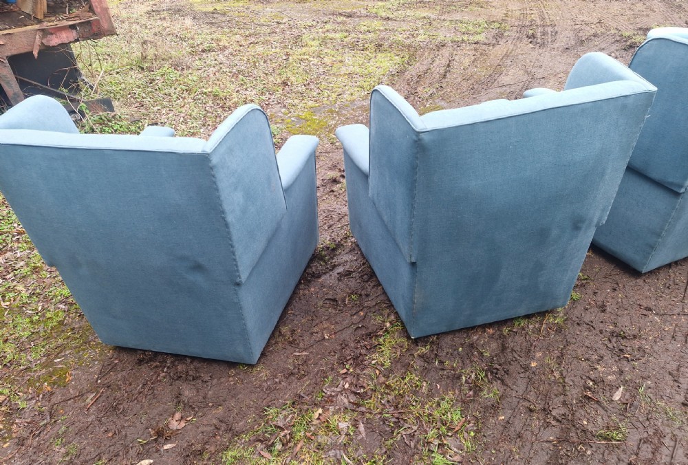 Set of 4 well made country house upholstered armchairs. View V