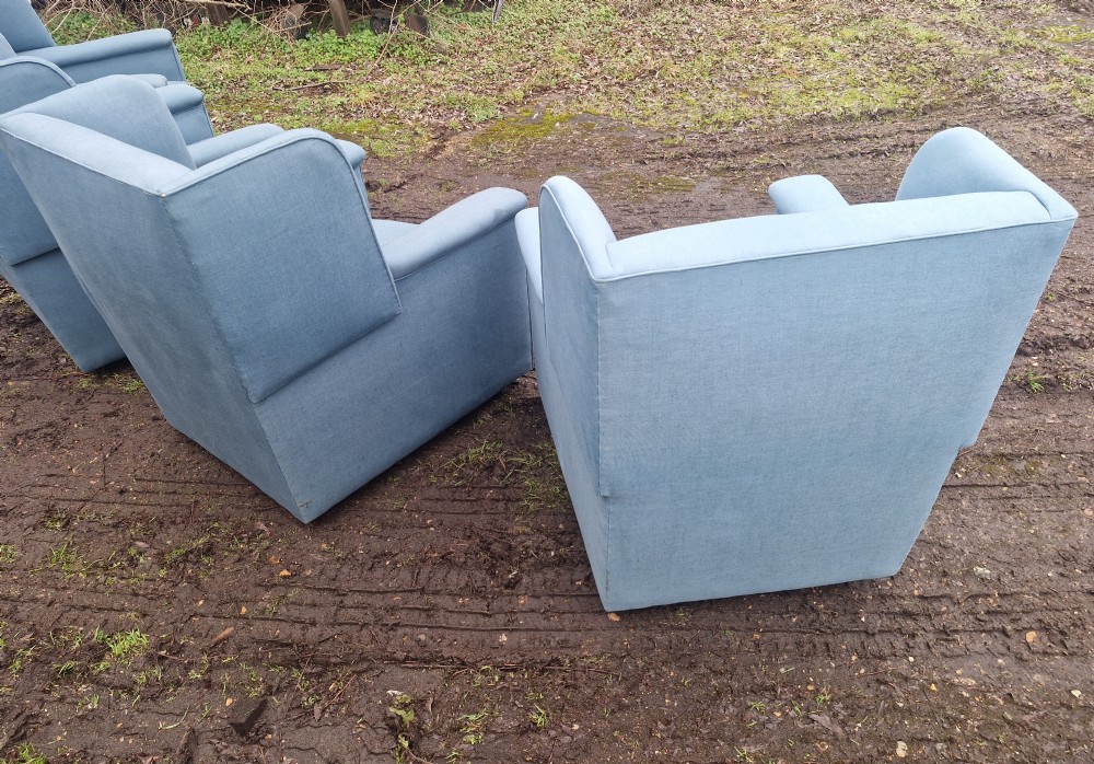Set of 4 well made country house upholstered armchairs. View VII