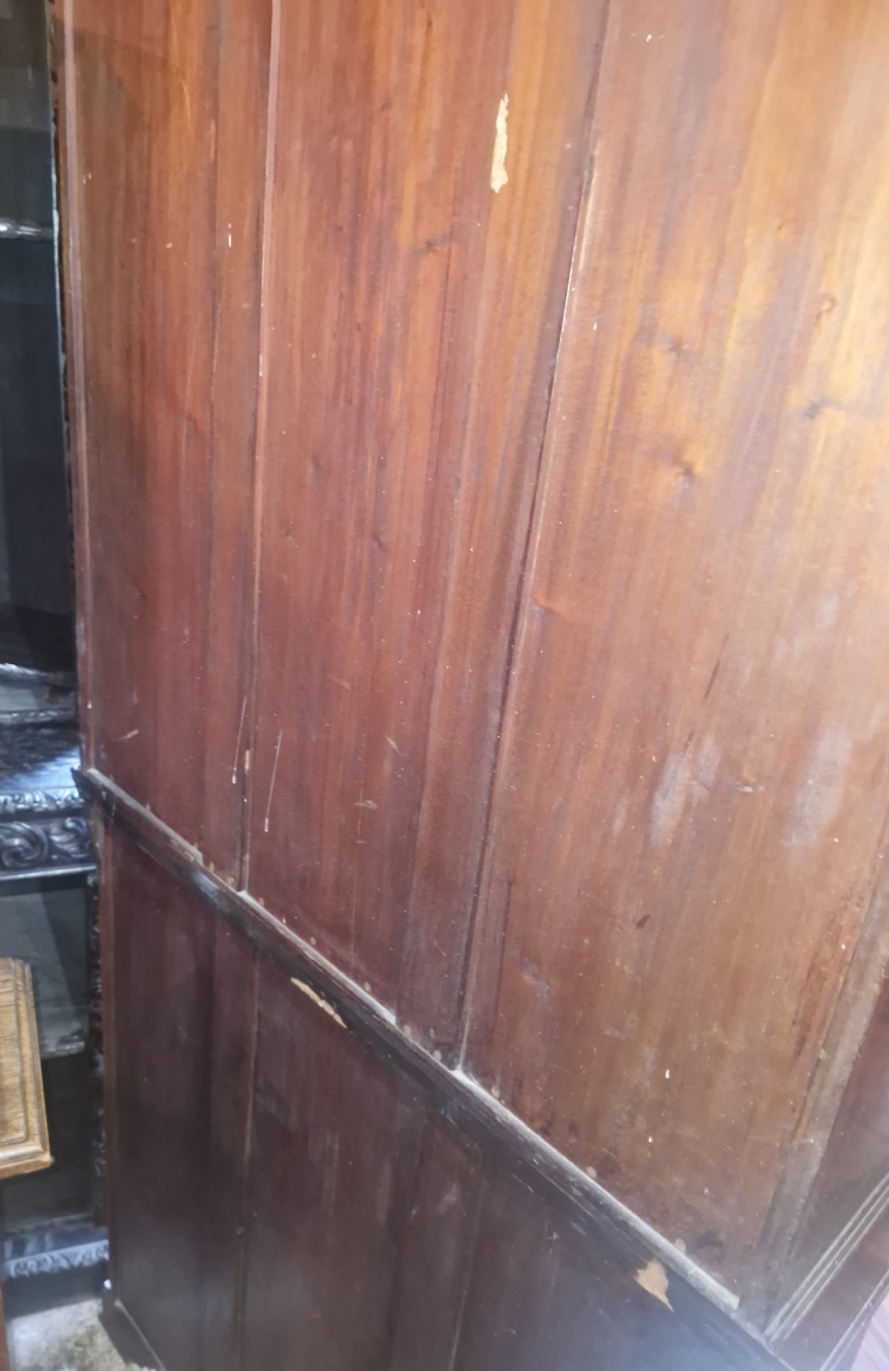 Edwardian mahogany 2 part bookcase cabinet.  View II