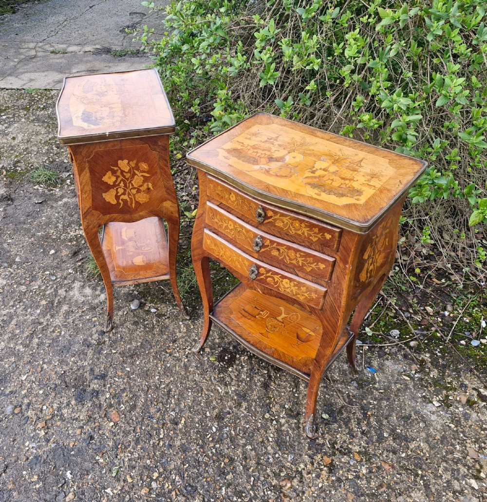 Pair of Marquetry inlaid rosewood bedside cabinets.  View VI