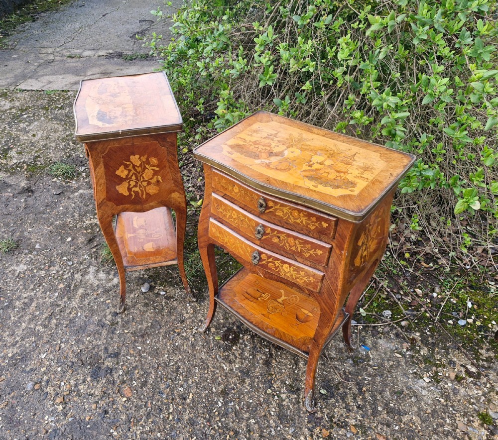 Pair of Marquetry inlaid rosewood bedside cabinets.  View VII