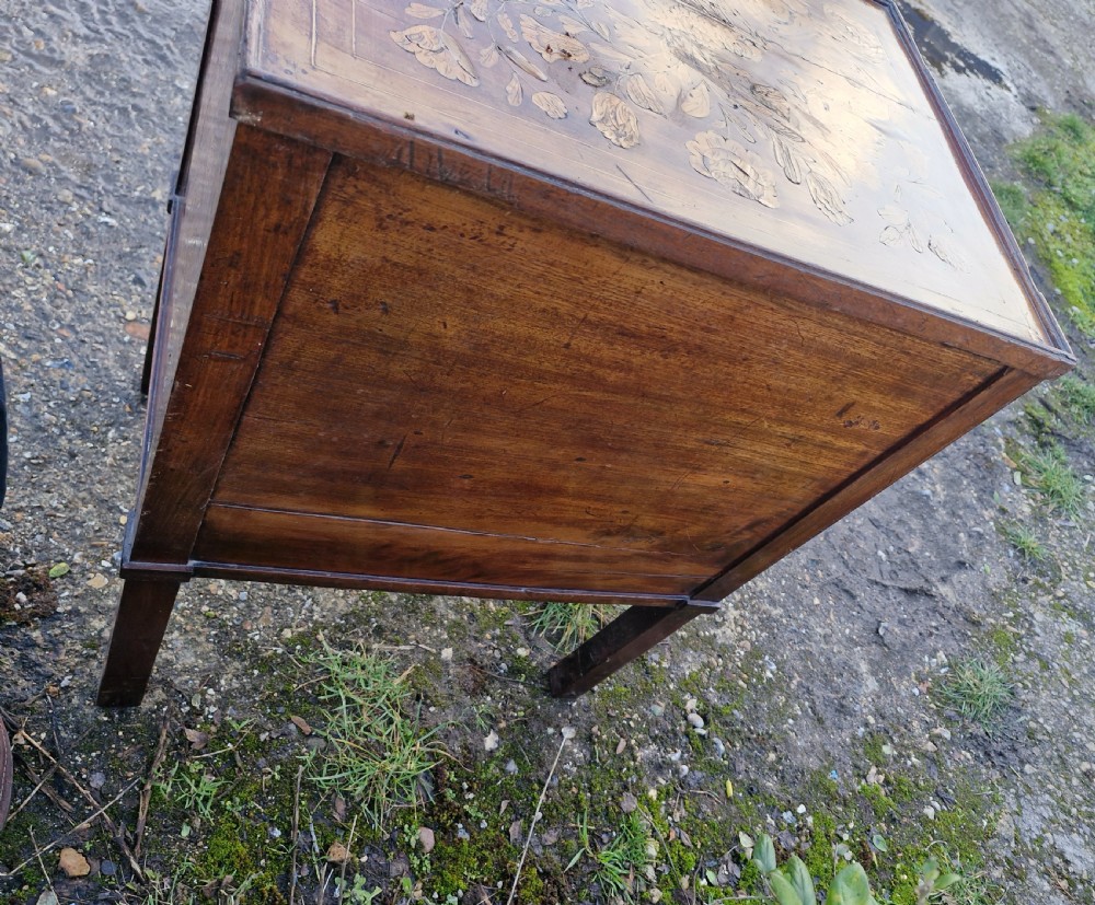 Early 19th Dutch Marquetry 2 drawer bedside chest of drawers.  View III