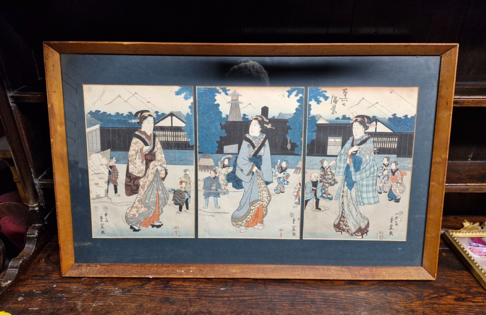Early 19th century Japanese wood block prints.