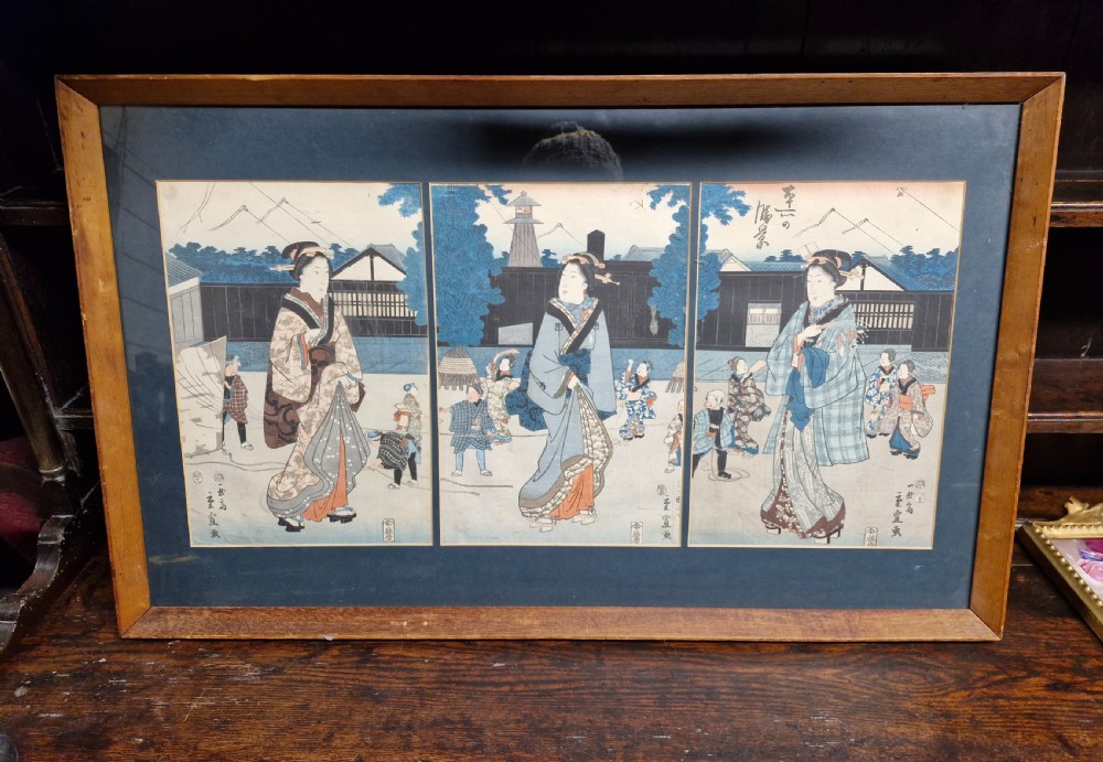 Early 19th century Japanese wood block prints. View VIII