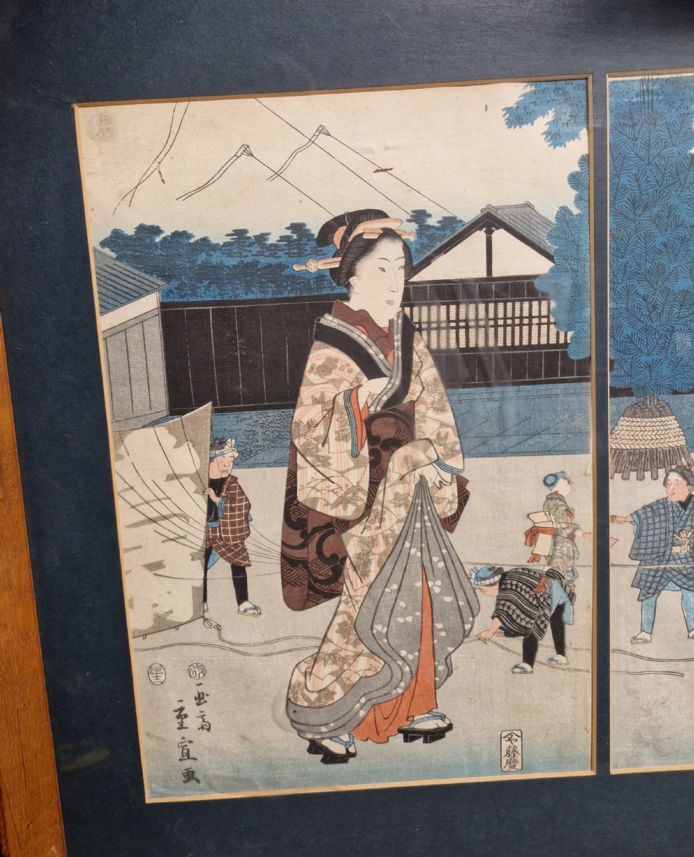 Early 19th century Japanese wood block prints. View IX