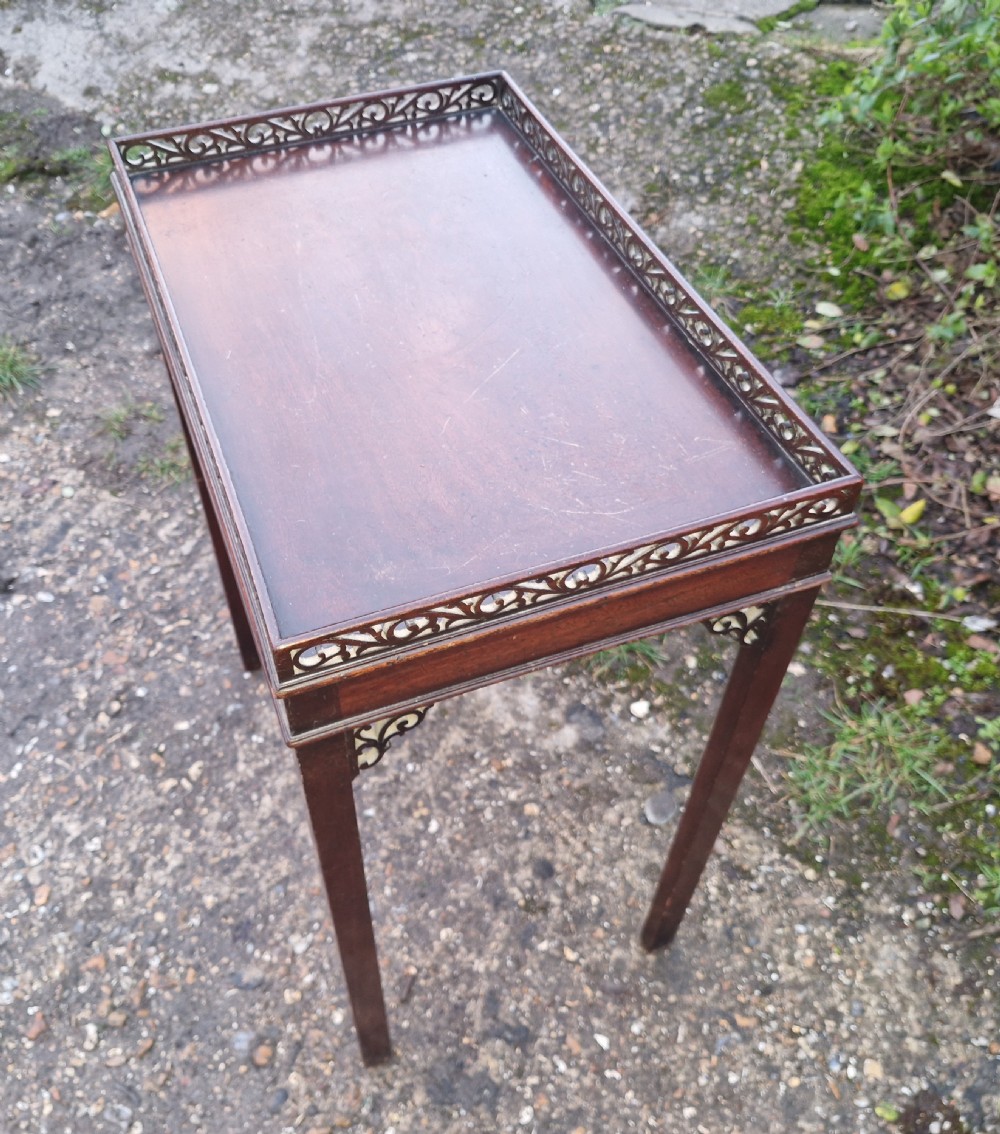 Small mahogany silver table with fret work gallery.  View V