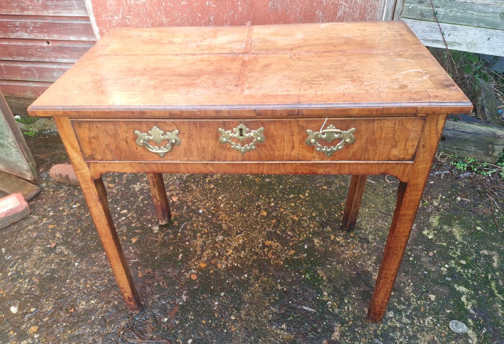 18th century walnut single drawer side table. 