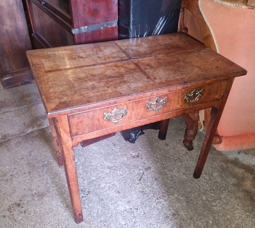 18th century walnut single drawer side table.  View II