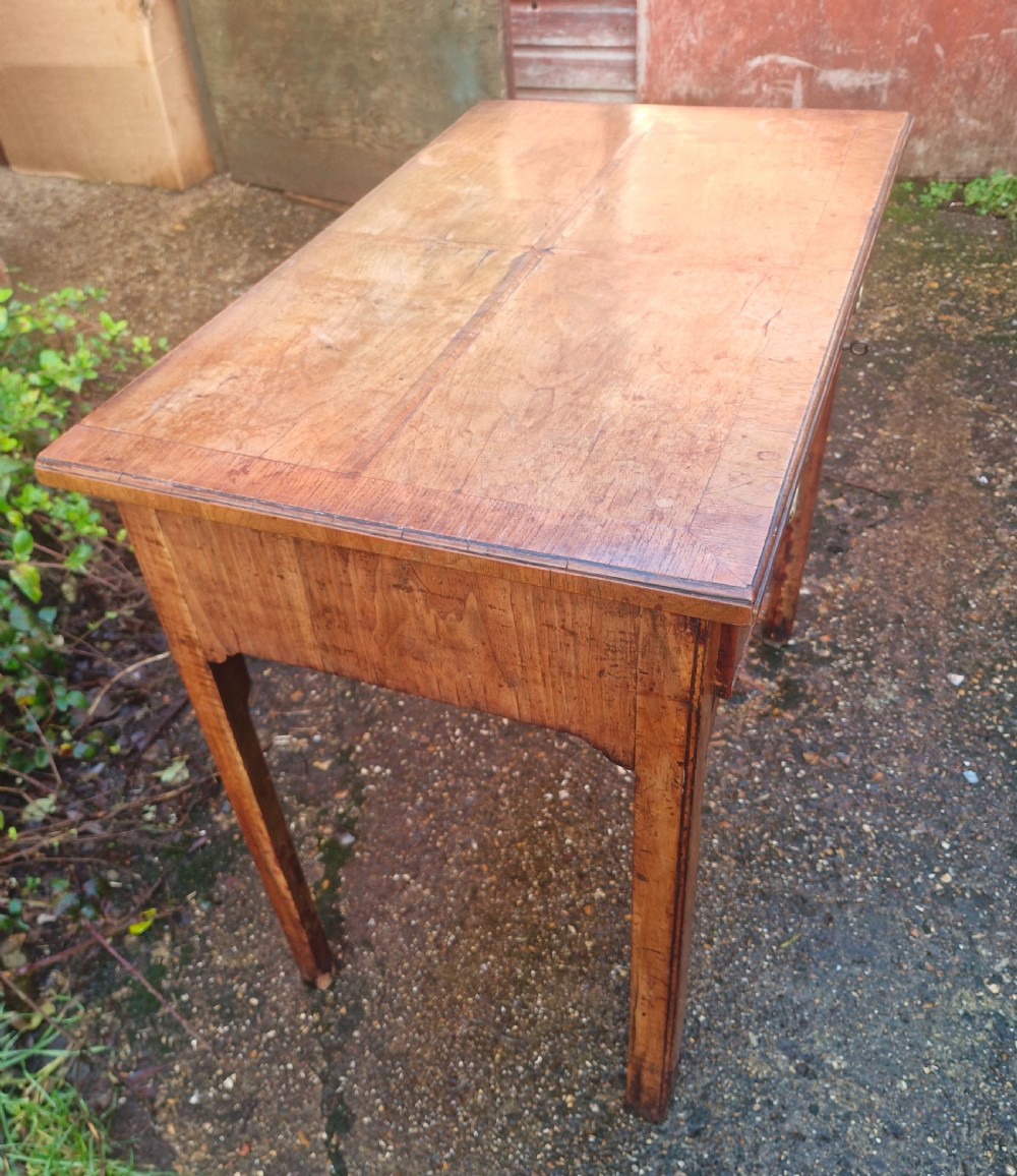 18th century walnut single drawer side table.  View IV