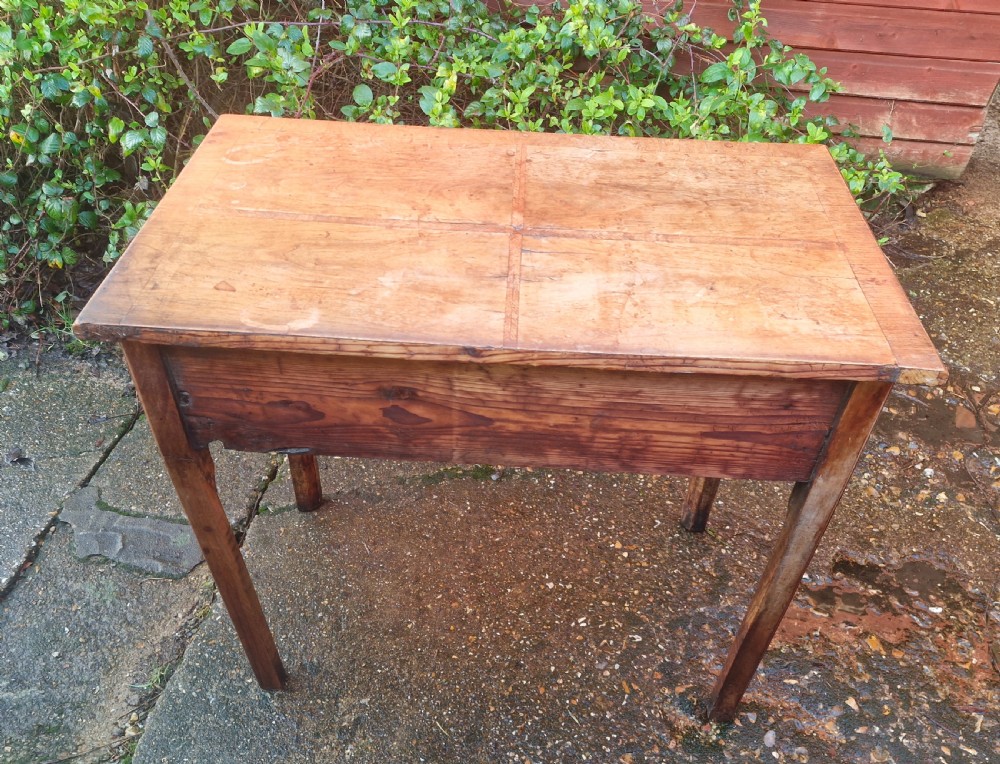 18th century walnut single drawer side table.  View V