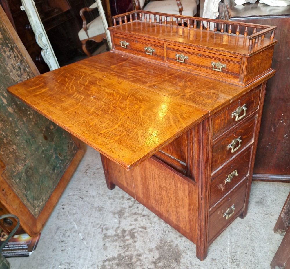 Unusual Victorian oak Davenport style writing desk. 