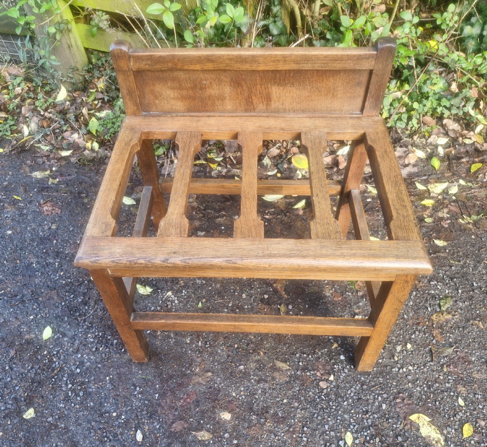Early 20th century oak luggage rack. View II