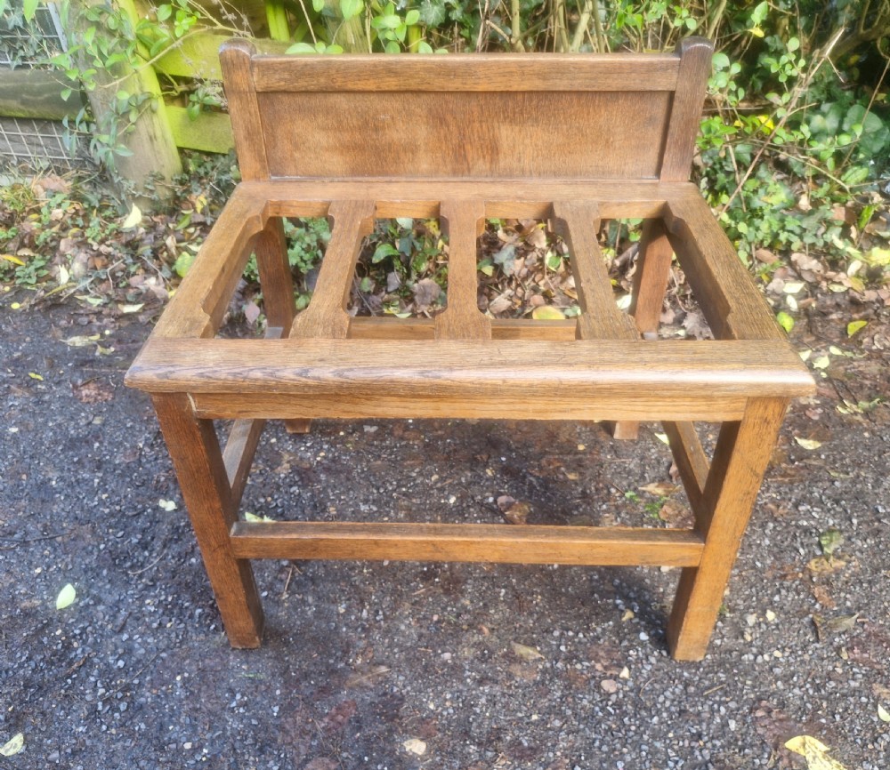 Early 20th century oak luggage rack. View III