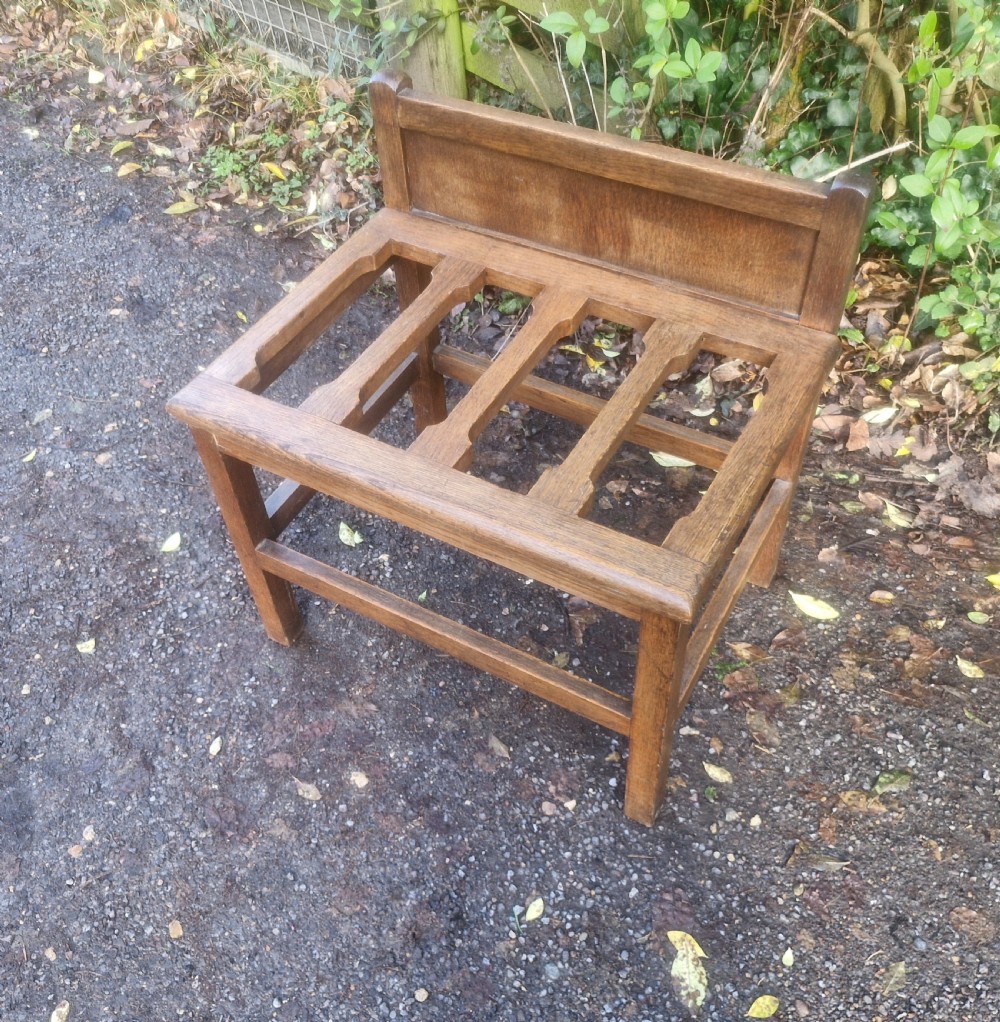 Early 20th century oak luggage rack. View V