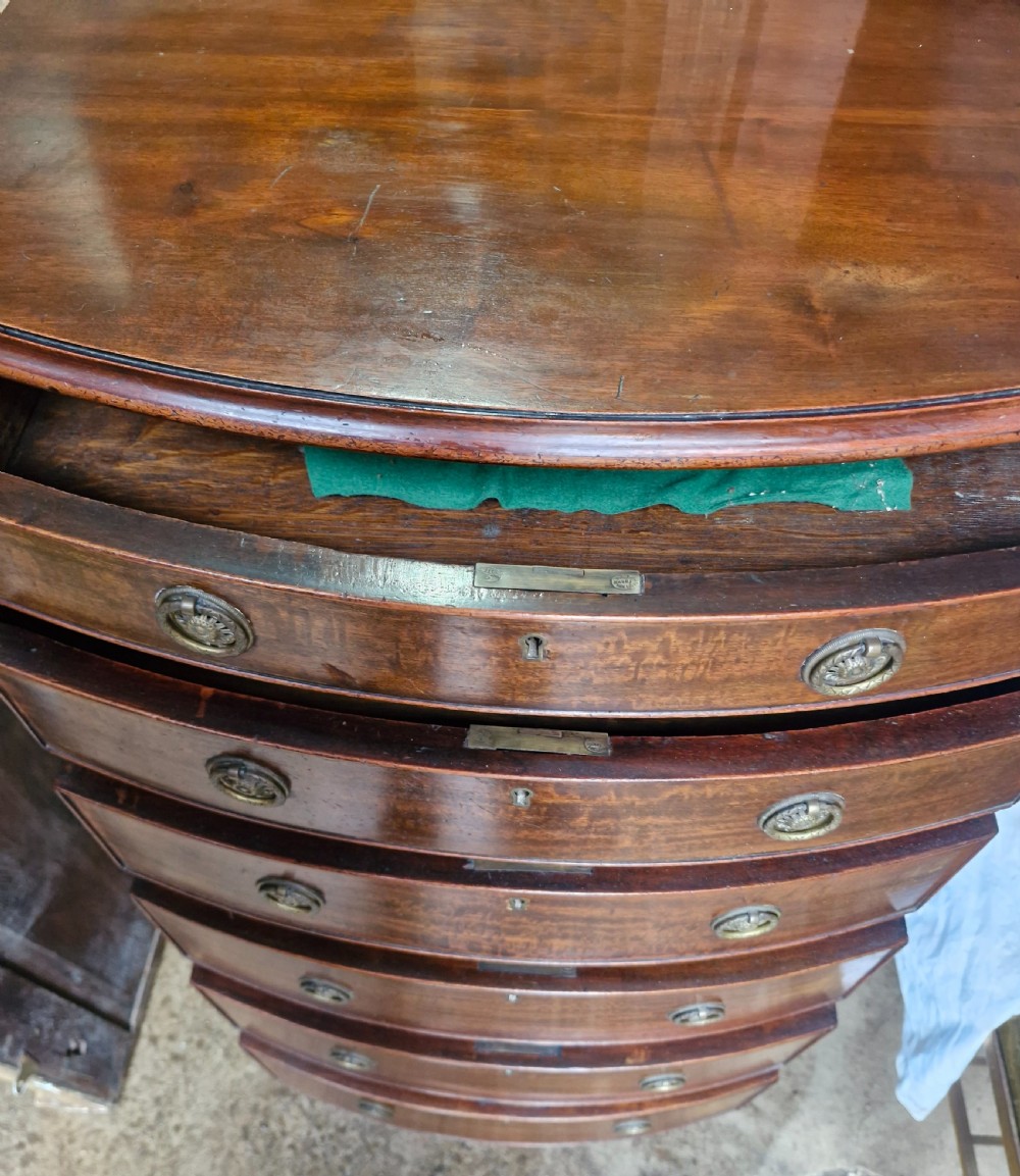 Small early 20th century mahogany bow front chest of drawers.  View II