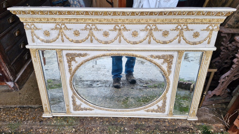 Gilt and decorated triple plate overmantel mirror.  View VI