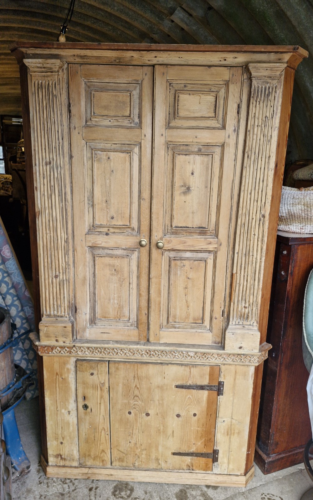 Pine country house corner cupboard. 