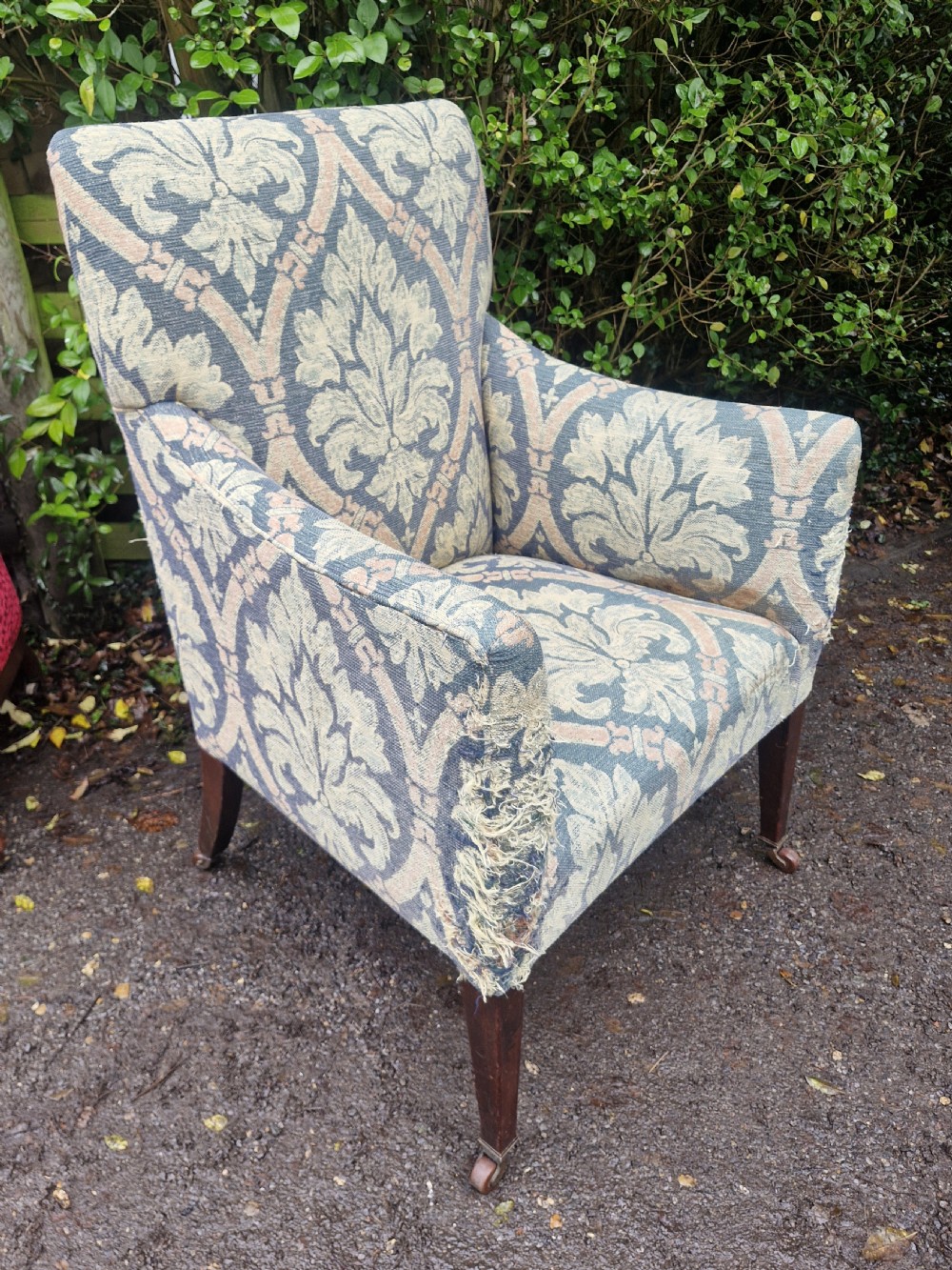 Edwardian upholstered armchair.  View II