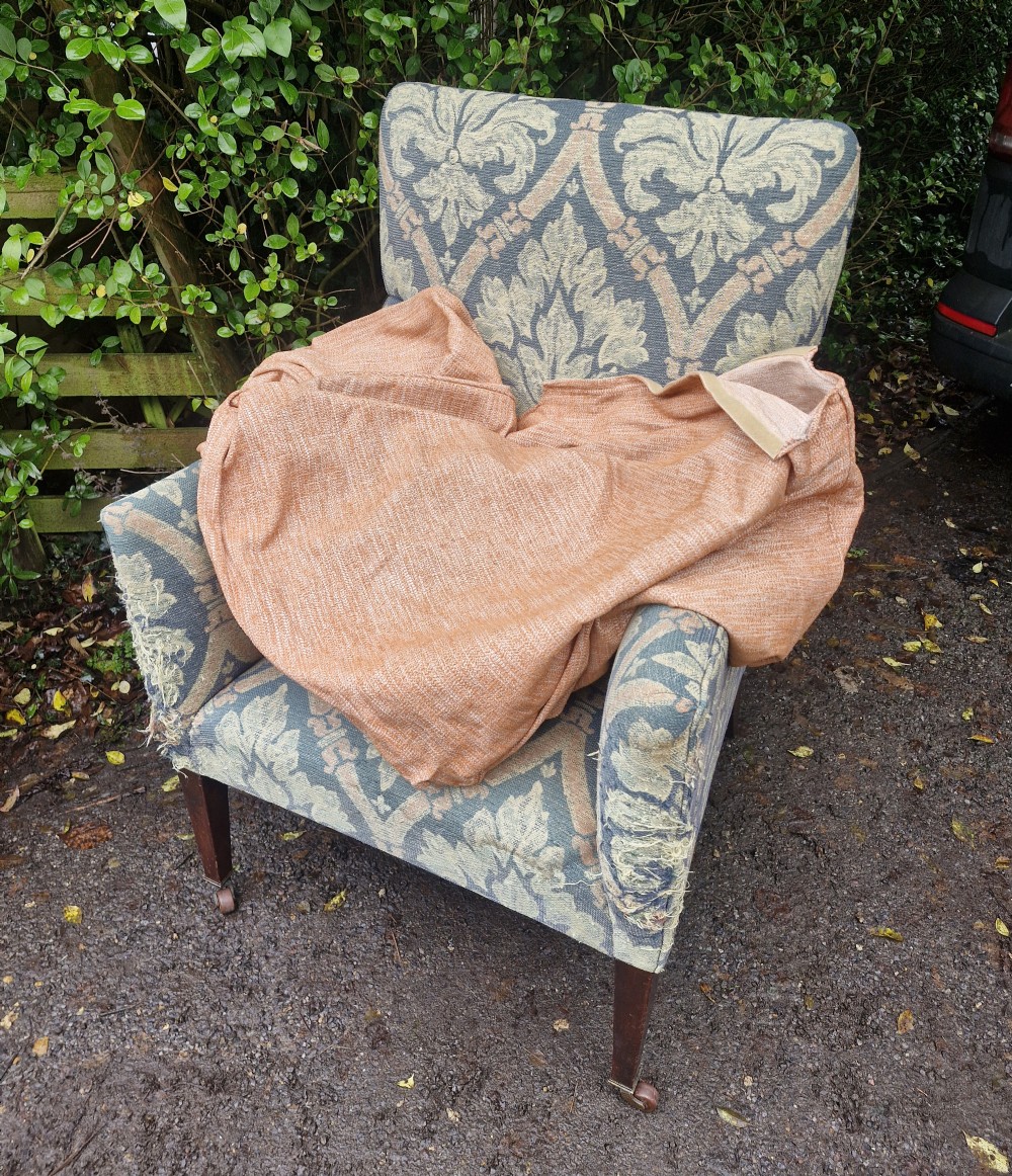 Edwardian upholstered armchair.  View VI
