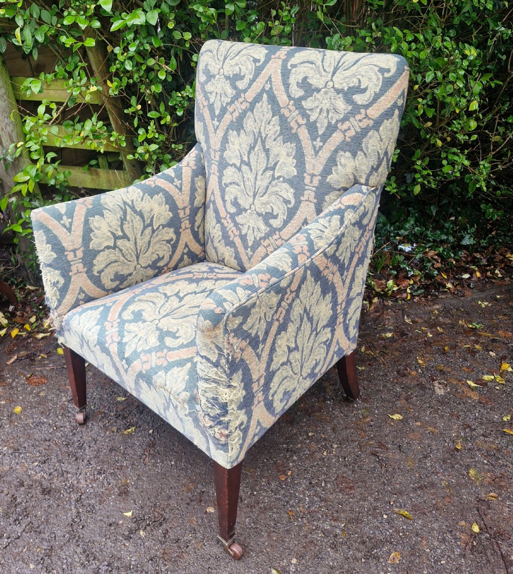 Edwardian upholstered armchair.  View VIII
