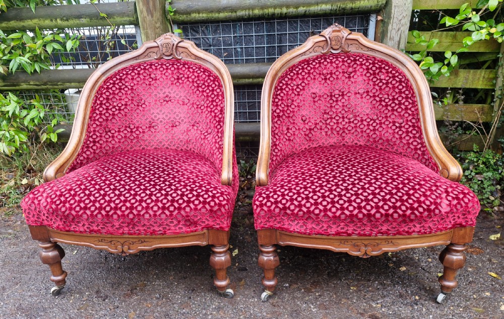 Pair upholstered bedroom chairs. 