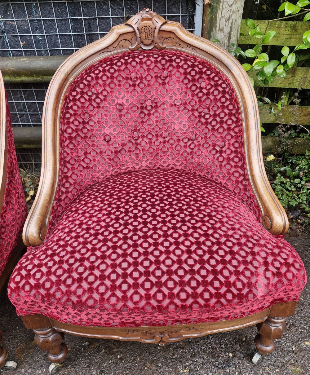 Pair upholstered bedroom chairs.  View VIII