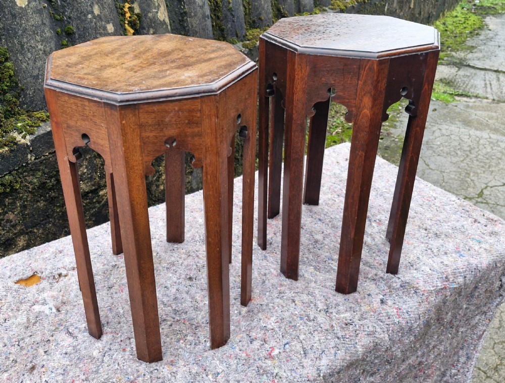 Pair of Moorish influence early 20th century occasional tables.  View IV