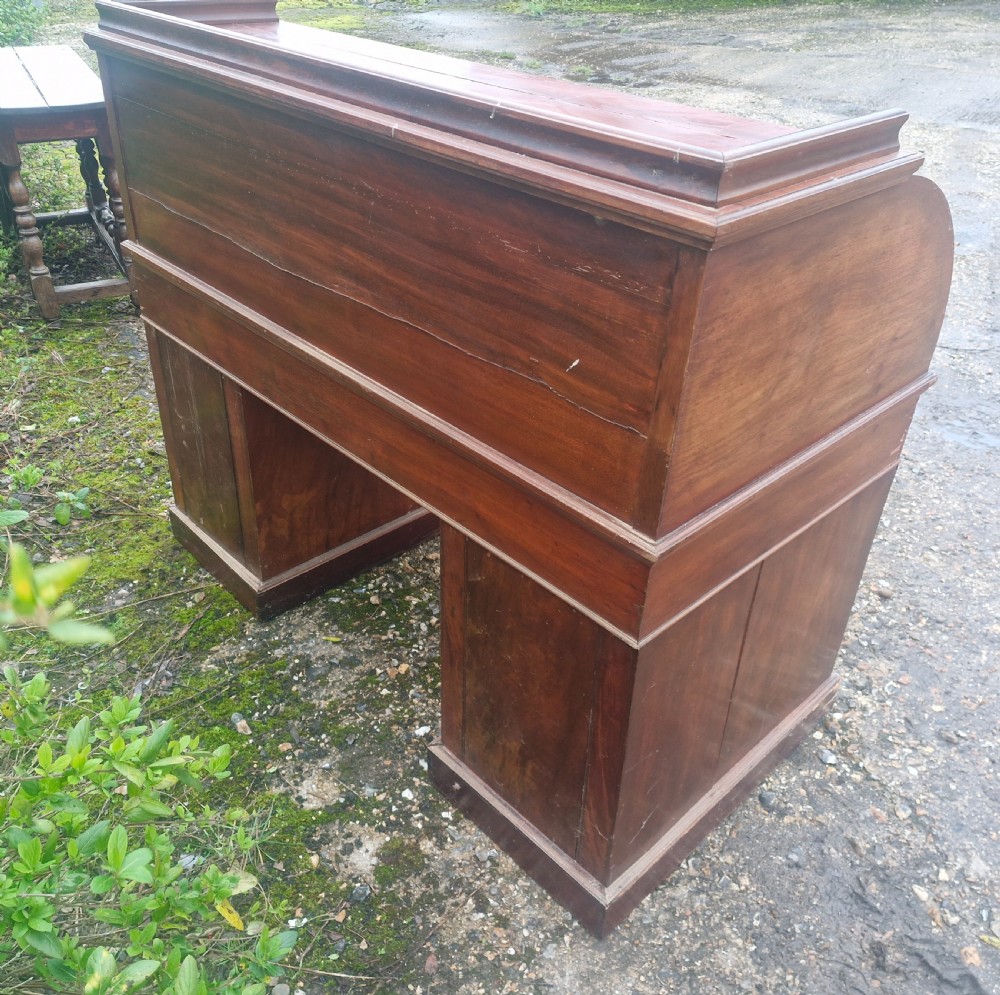 Victorian cylinder roll top pedestal desk.  View X