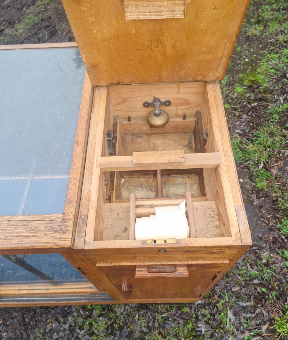 Oak shop cabinet complete with till and working bell. View III