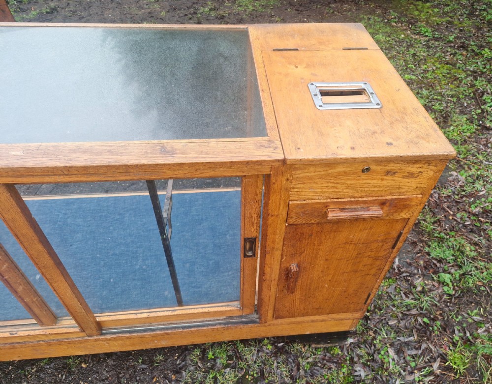 Oak shop cabinet complete with till and working bell. View XI