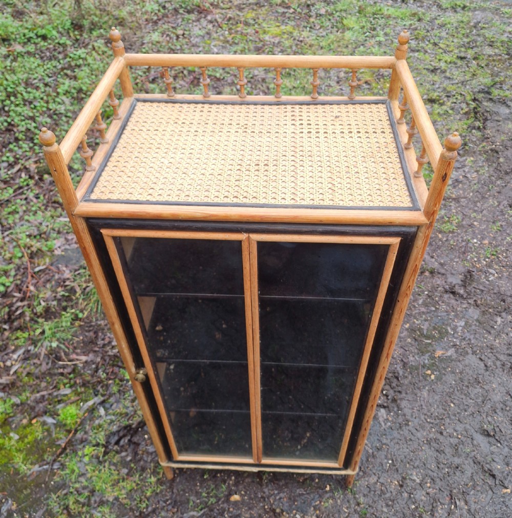 Late Victorian pine framed glazed cabinet. View II