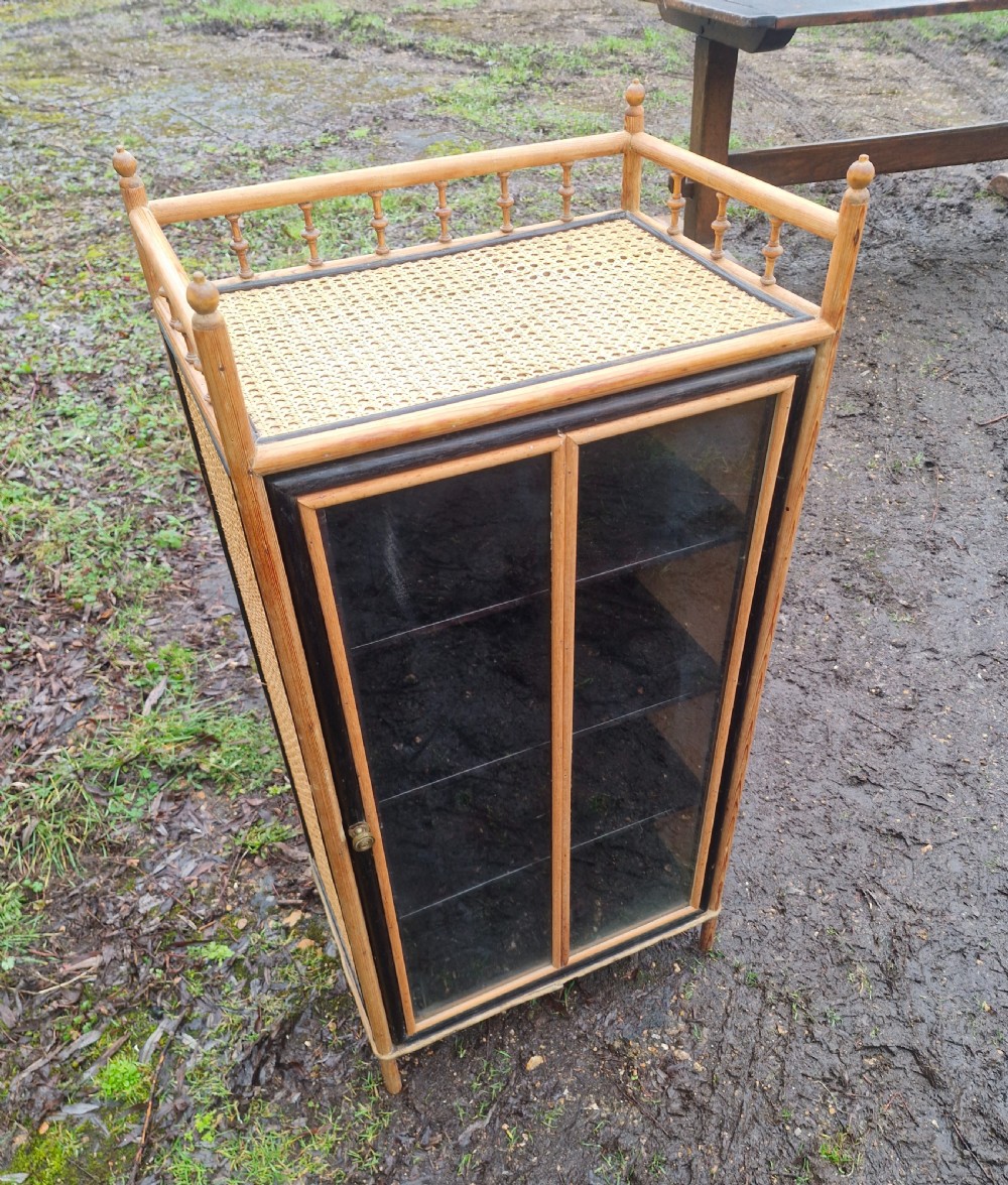 Late Victorian pine framed glazed cabinet. View IV