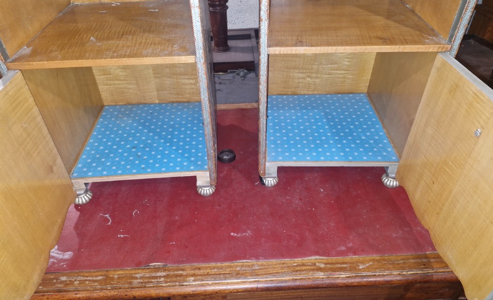 Pair of unusual decorated and painted leather bedside cabinets.  View VI