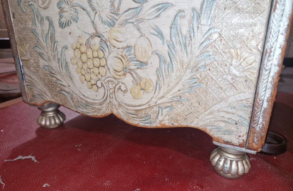 Pair of unusual decorated and painted leather bedside cabinets.  View XIII