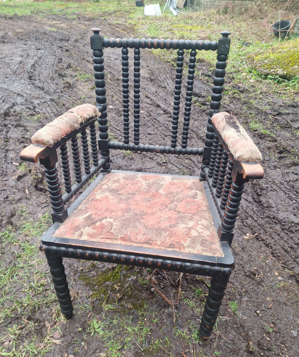 Small 19th century bobbin framed armchair. 