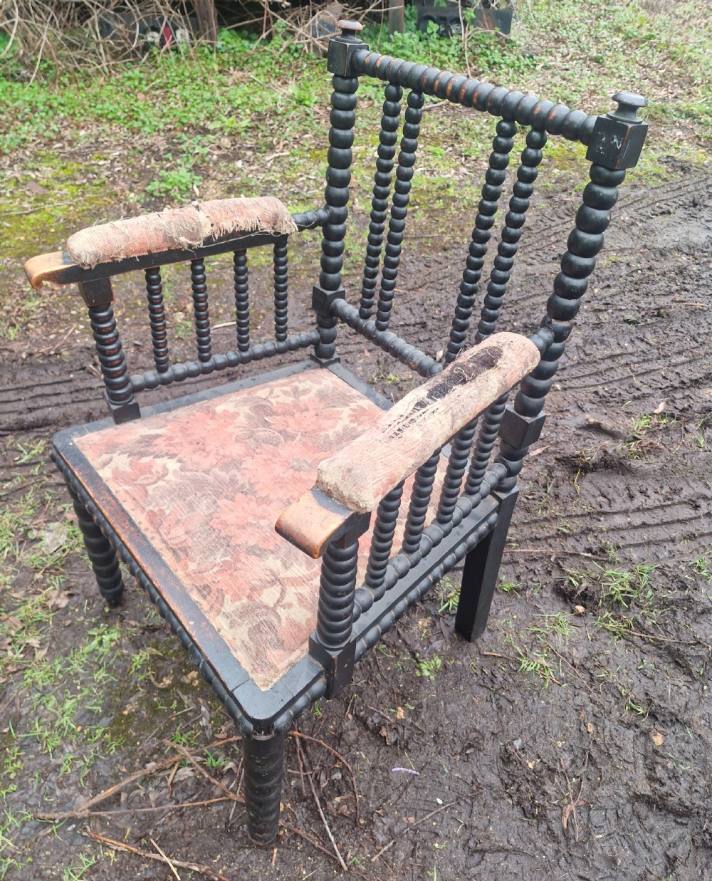Small 19th century bobbin framed armchair.  View III