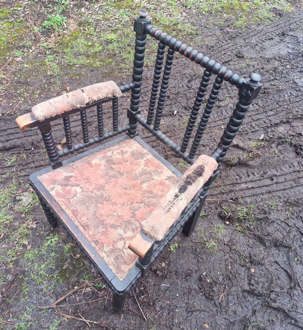 Small 19th century bobbin framed armchair.  View VI